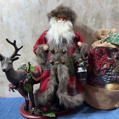 Santa And Raindeer - 17” Tall