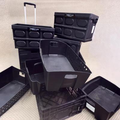 Instacrate Collapsible Plastic Storage Bins, Collapsible Rolling Tote, Handled Bins