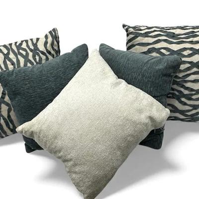Dransfield & Ross, Plus More Slate Blue And Light Grey Throw Pillows (5) - 16x18" To 20x20"