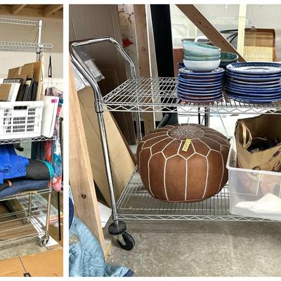 Rolling Wire Rack Utility Shelving Units (2) - 46X24X40” & 36X14X75”