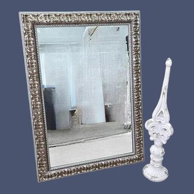 Ornate Mirror 43X31” & Architectural Fragment 32”H