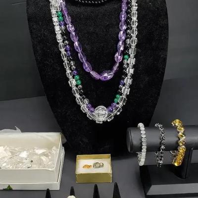 Semi-Precious Stone Necklaces: Amethyst, Onyx, Malachite, Hematite, More