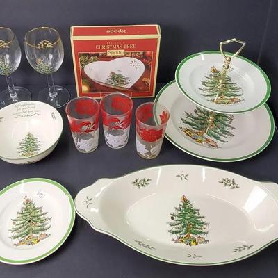 Spode Christmas Tree Pierced Heart Dish, Tiered Tray & More 
