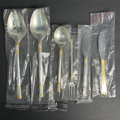 Sterling Silver Wallace “Aegean Weave” Serving Spoons, Knives & Fork