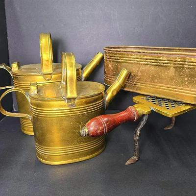Brass Decor - Fireplace Trivet, Planter & Water Cans 