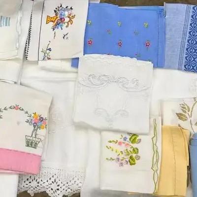Vintage Embroidered & Printed Table & Household Linens