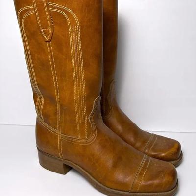Vintage Tan Leather Western Boots - Size 8.5D Men’s
