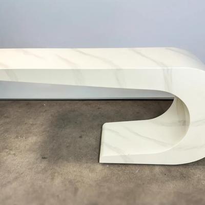 1980s Postmodern Faux Marble Cantilevered Console Table- Custom Made, Designer Signed