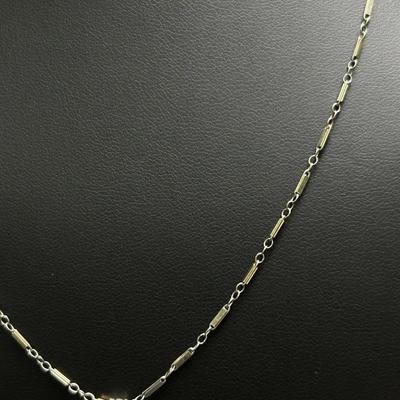 14K White Gold Bar Chain with Extender Chain & Bail - 18"