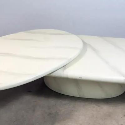 Custom 1980s Postmodern Faux Marble Swivel Top Coffee Table