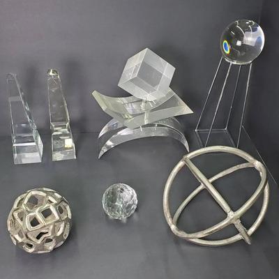 Lucite Sculpture, Crystal Obelisks & More Decor