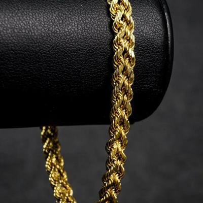 18K Gold 5.3mm Double Rope Chain Bracelet - 7"