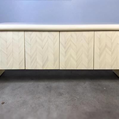 1980s Postmodern Fiberglass Credenza with Chevon Detail
