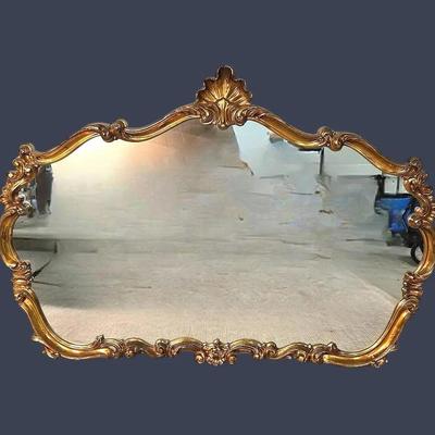 Rococo Revival Gilt Wall Mirror with Shell Motif - 34x49"
