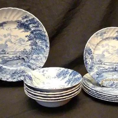 Bluebrook England Blue & White Ironstone Dish Collection
