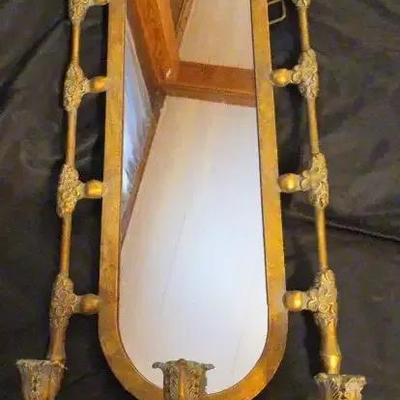 Uttermost Gold Leaf Wall Mirror with Three Candle Sconces