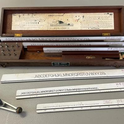 Keuffel & Esser Leroy Lettering Drafting Set in Wooden Case