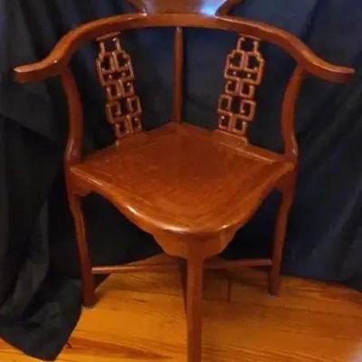 Traditional Oriental Wood Corner Chair