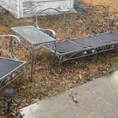 Meadowcraft Iron Patio Sofa, Chairs & Glass-Top Tables