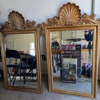 Large Vintage Gold Leaf Mirrors by “Uttermost”