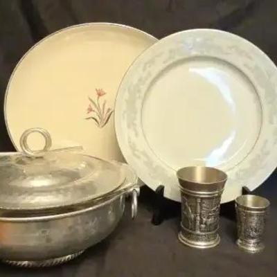 Housewares Collection Featuring Pewter, Crystal Pitcher & Serving Pieces