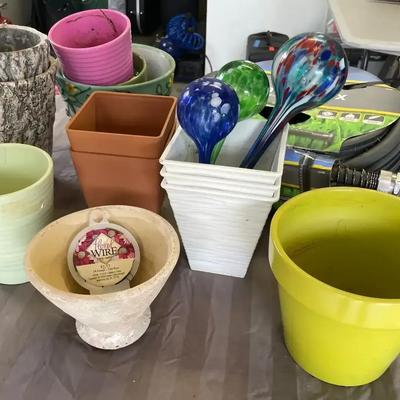 Gardening Collection Featuring Plant Pots, Watering Globes & 75 ft Garden Hose