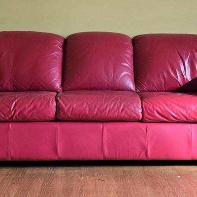 BiltRite Red Leather Couch (LR)