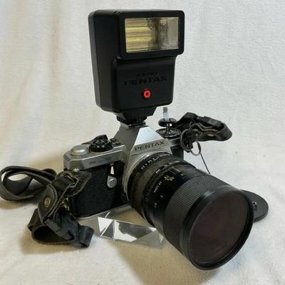 Pentax ME Super SLR 35mm Film Camera And Flash Bonus Parts Camera