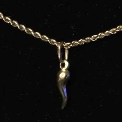 Gold Chain With Horn Charm 14K 4g