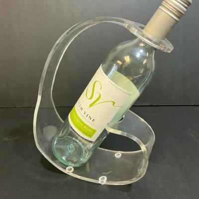 Lucite Single Wine Bottle Rack Pourer Vintage 1970s