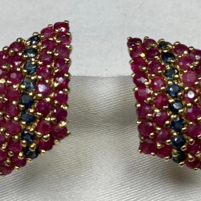 14k Bicolor Gemstone Earrings 