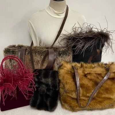 Faux Fur and Feather Handbags 