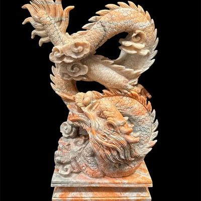 Carved Marble Dragon Statue (2 Ft)