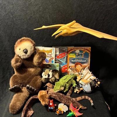 Carved Wood Pterodactyl, Dakin Otter Puppet And More