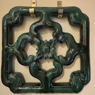 Antique Chinese Jade Green Breezeway Tile - 12"