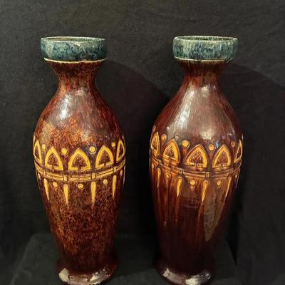 Pair Of Slip Vases From Belgium 