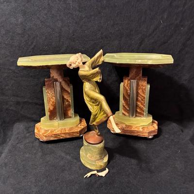 Cryselephantine Brass And Onyx Sculpture 