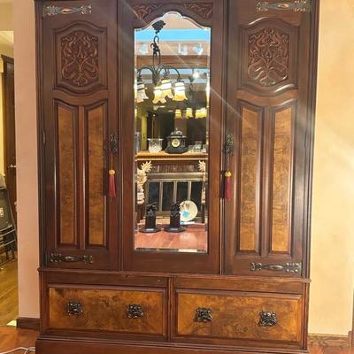 Antique Art Nouveau Mirrored Wardrobe, Modified