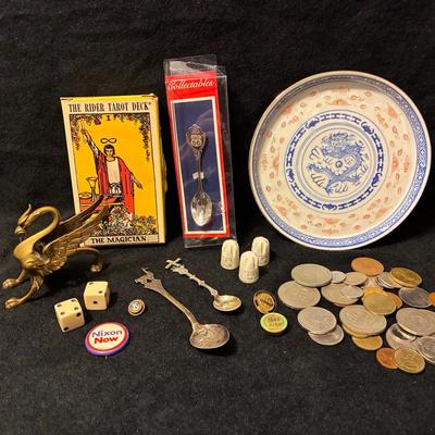 Brass Figurine, Dutch Porcelain Thimbles, Miscellaneous Currency And More 