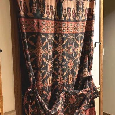Ikat Woven Wall Hanging/Curtain With Fringe 