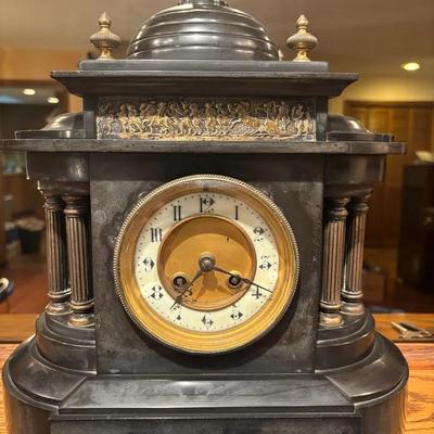 Antique Victorian Slate Mantle Clock