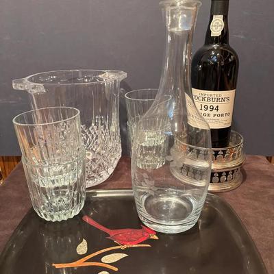 Couroc Monterey Serving Tray, Carafe, Champagne Bucket and Glassware