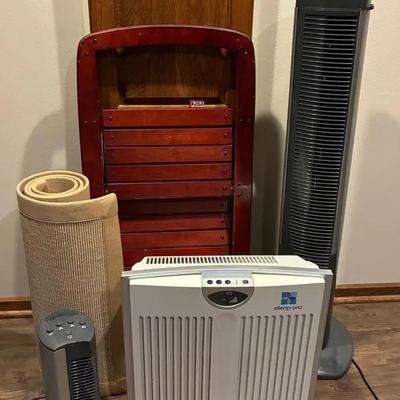 Wooden Step Ladder, Air Purifier, Fan and Rug