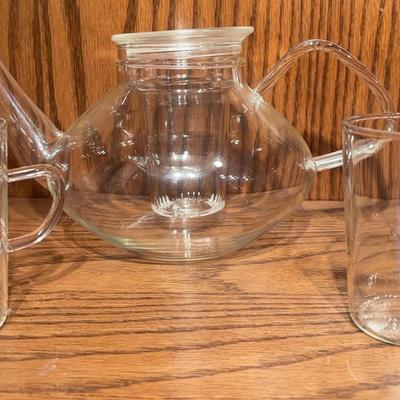Schott Verran Glass Tea Pot with Infuser, Lid And Glasses