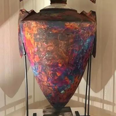 Large Raku Pottery Vessel 