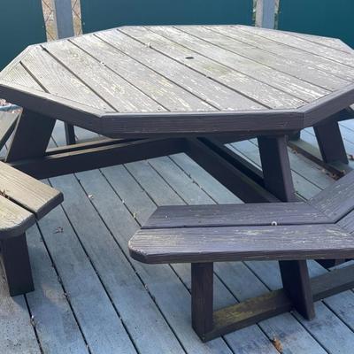 Solid Wood Octagonal Picnic Table #1