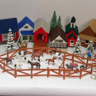 Needlepoint Christmas  Town & Accessories 