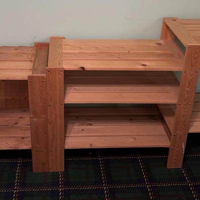 Wooden Crate Side Table and Display Shelves