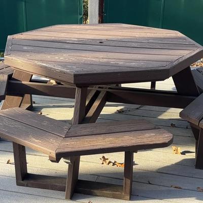 Solid Wood Octagonal Picnic Table #2