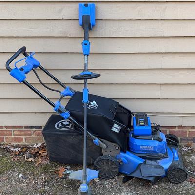 Kobalt 40V Brushless 20" Lawnmower and Wire Trimmer (plus! Extra Grass Catcher)